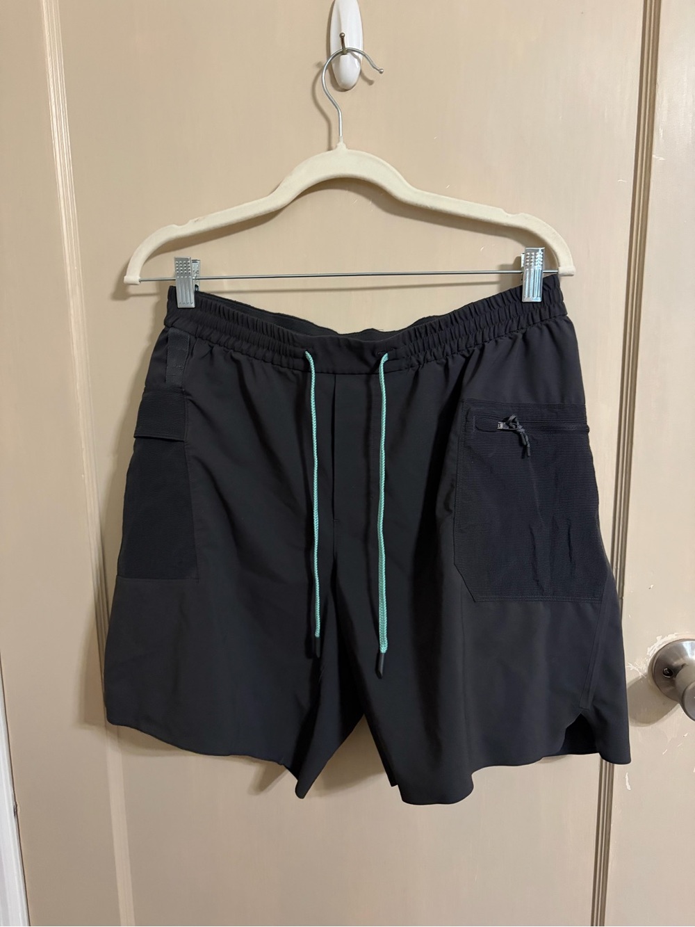 lululemon athletica Black Athletic Shorts with Mint Drawcord